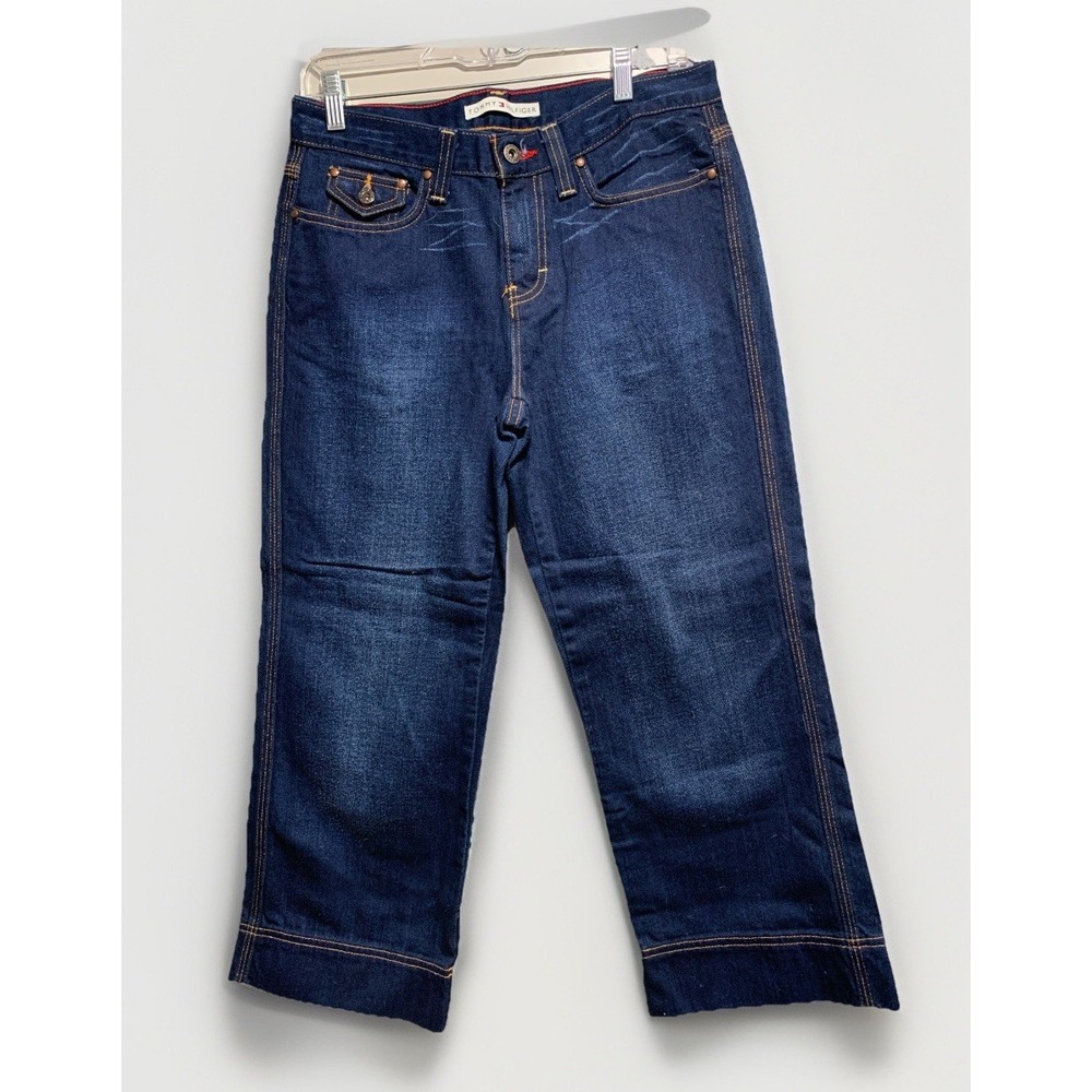 Vintage Tommy Hilfiger Dark Wash Wide Leg Capri Jeans Women's Size 4 trendy
